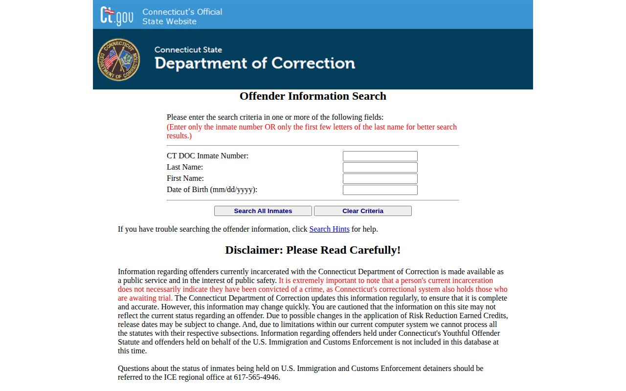 CT DOC search for Manchester released inmate records
